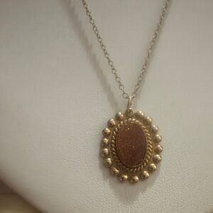 Gold-Tone Oval Beaded Pendant Necklace - Elegant Women's Jewelry